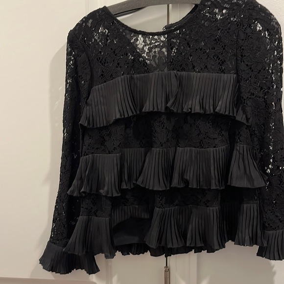 NWOT J Crew black lace and ruffle top - Picture 1 of 3